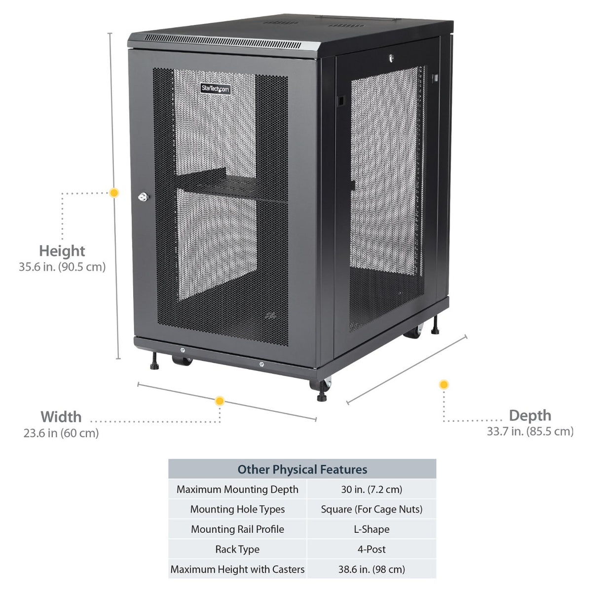 Server Rack Schrank - 78cm tiefes Gehuse - 18 HE - Netzwerk Server Schrank - Datenschrank