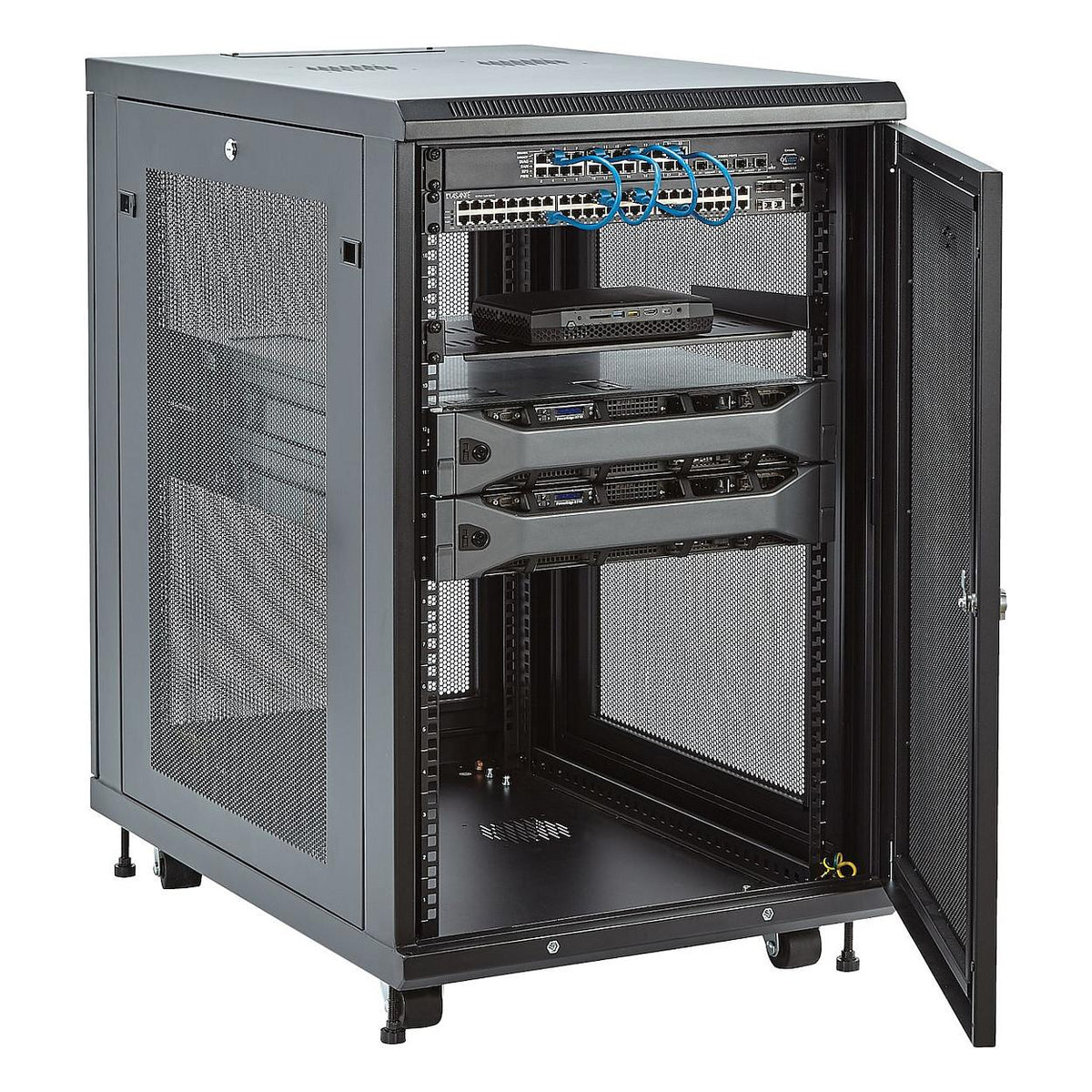 Server Rack Schrank - 78cm tiefes Gehuse - 18 HE - Netzwerk Server Schrank - Datenschrank