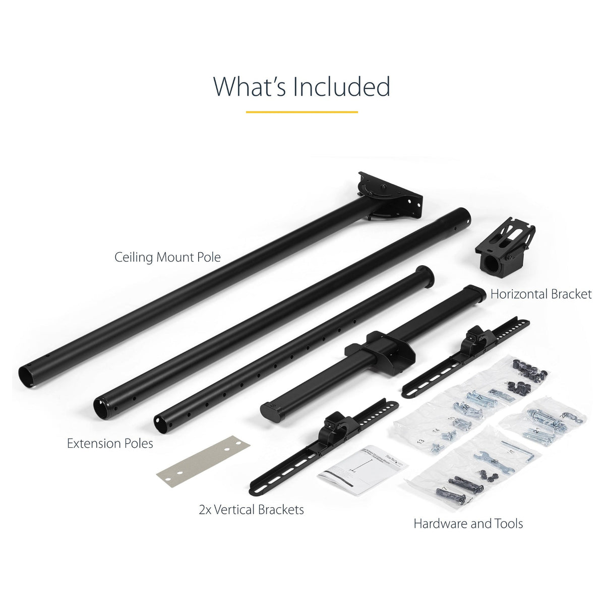 STARTECH.COM TV Deckenhalterung - 2,5m bis 3m Stange-Vollbewegliche Fernsehhalterung-TV VESA Halterung 32 bis 70Zoll (81cm - 178cm)