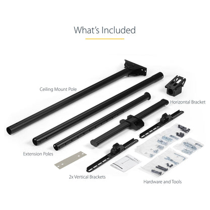 STARTECH.COM TV Deckenhalterung - 2,5m bis 3m Stange-Vollbewegliche Fernsehhalterung-TV VESA Halterung 32 bis 70Zoll (81cm - 178cm)