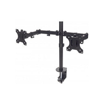 MANHATTAN Tischhalterung mit Monitorarm fuer zwei Displays von 33,02-81,28cm 13-32Zoll und bis 8kg zweifach schwenkbar schwarz