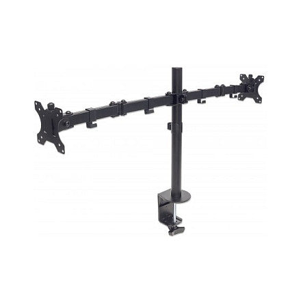 MANHATTAN Tischhalterung mit Monitorarm fuer zwei Displays von 33,02-81,28cm 13-32Zoll und bis 8kg zweifach schwenkbar schwarz