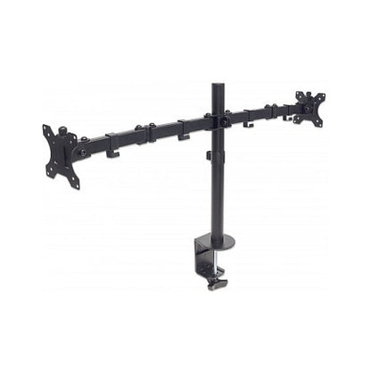 MANHATTAN Tischhalterung mit Monitorarm fuer zwei Displays von 33,02-81,28cm 13-32Zoll und bis 8kg zweifach schwenkbar schwarz