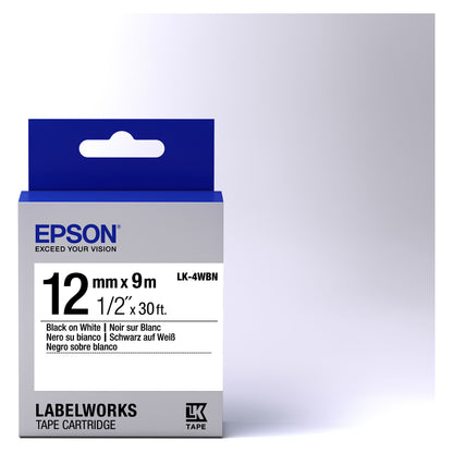 Epson LabelWorks LK-4WBN - Schwarz auf Weiß - Rolle (1,2 cm x 9 m)