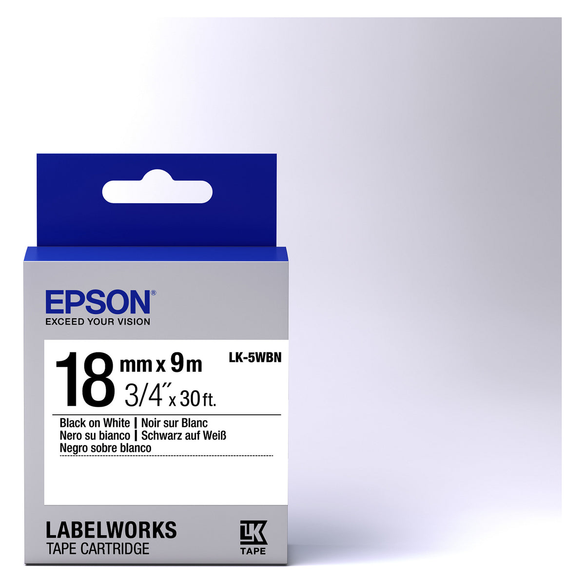Epson LabelWorks LK-5WBN - Schwarz auf Weiß - Rolle (1,8 cm x 9 m)