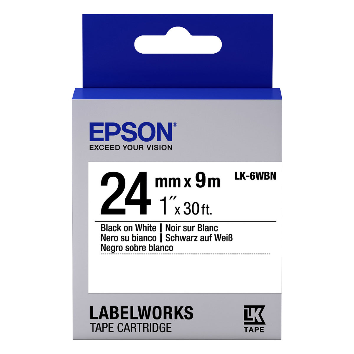 Epson LabelWorks LK-6WBN - Schwarz auf Weiß - Rolle (2,4 cm x 9 m)