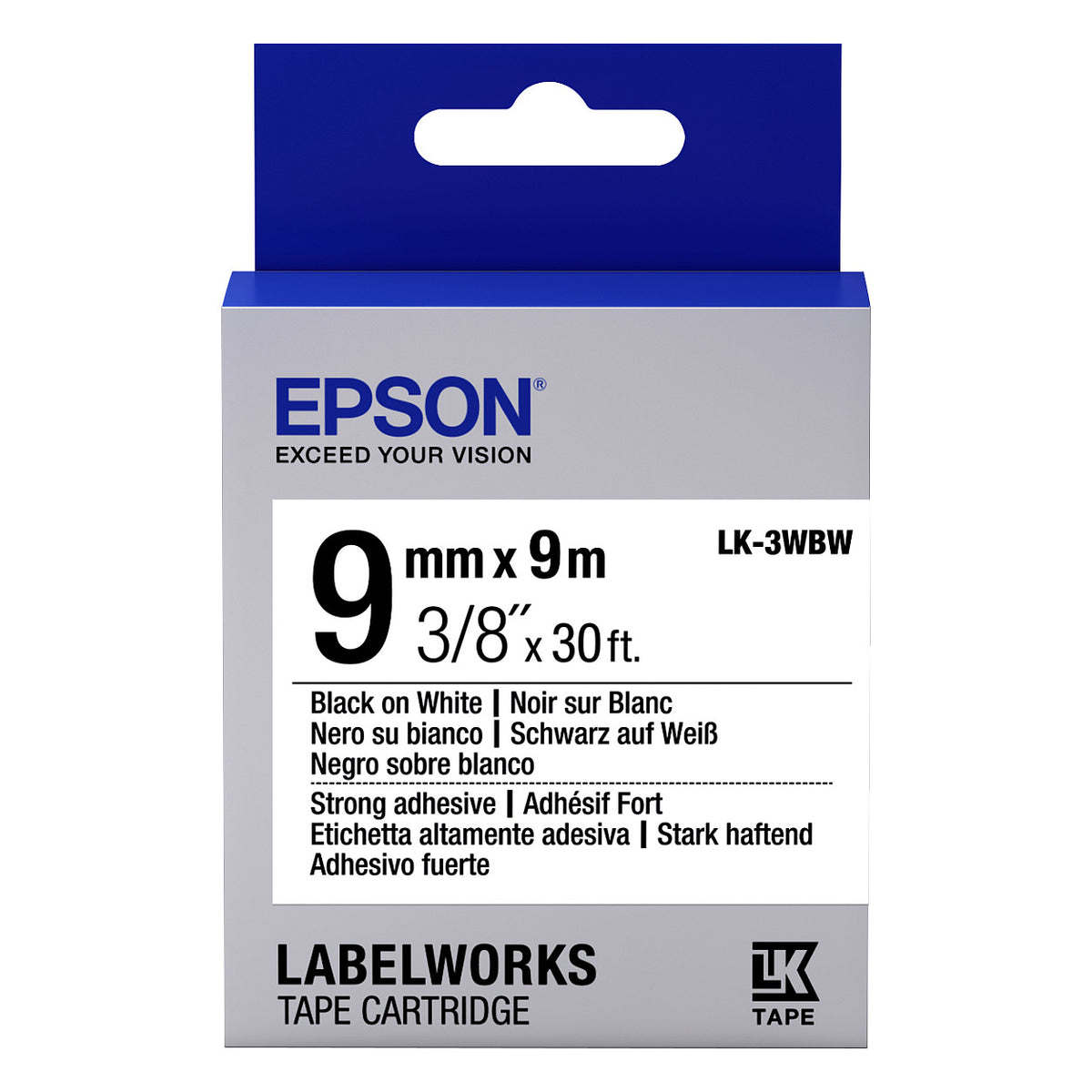 Epson LabelWorks LK-3WBW - Black on white - Roll (0.9 cm x 9 m) (C53S653007)