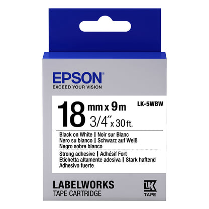 Epson LabelWorks LK-5WBW - Strong adhesive - Black on white - Roll (1.8 cm x 9 m) (C53S655012)