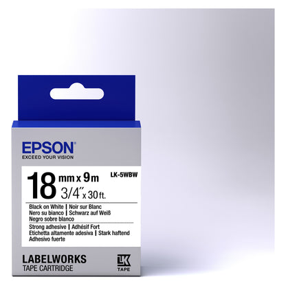 Epson LabelWorks LK-5WBW - Strong adhesive - Black on white - Roll (1.8 cm x 9 m) (C53S655012)
