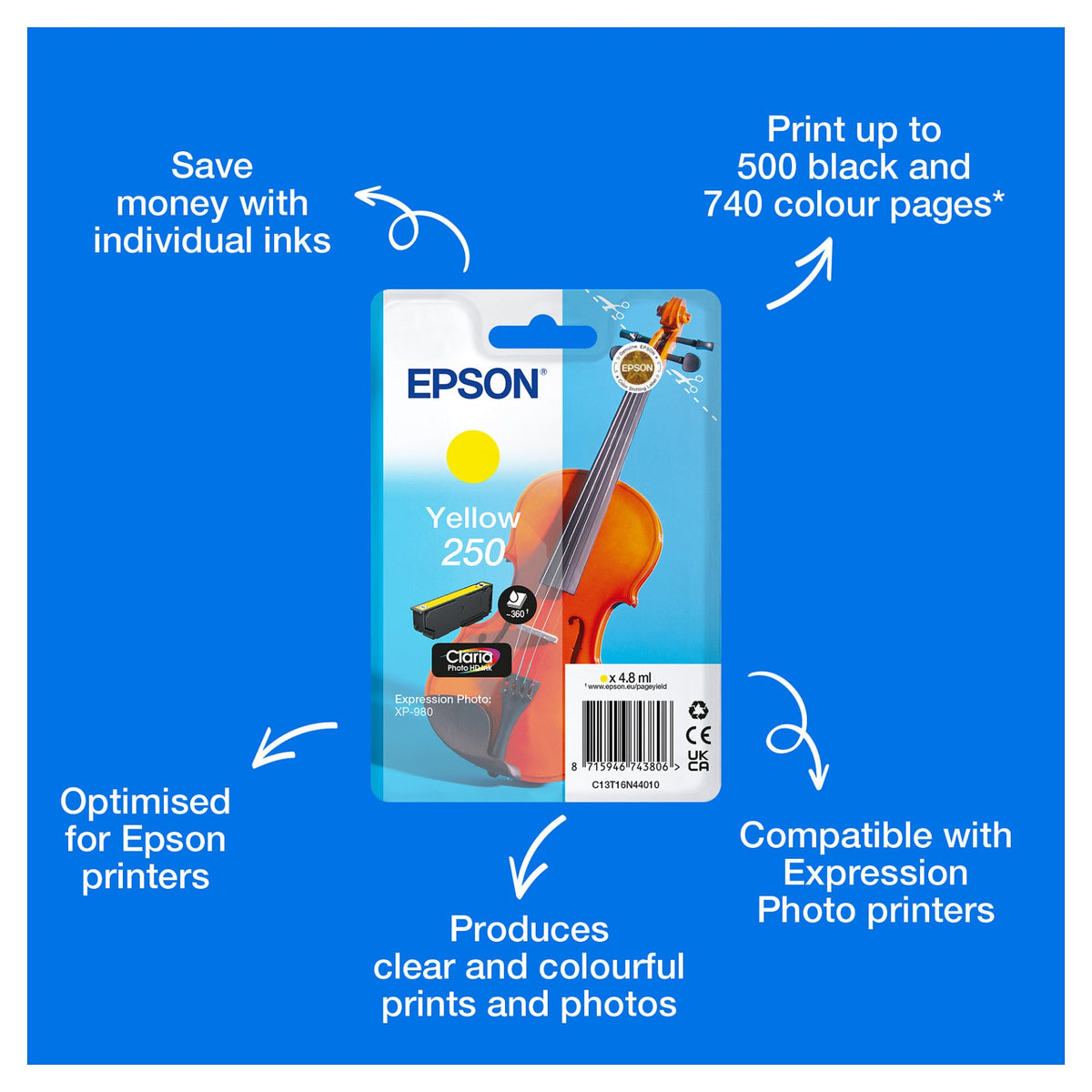 EPSON Tinte gelb 4.8ml XP 980, ''250''