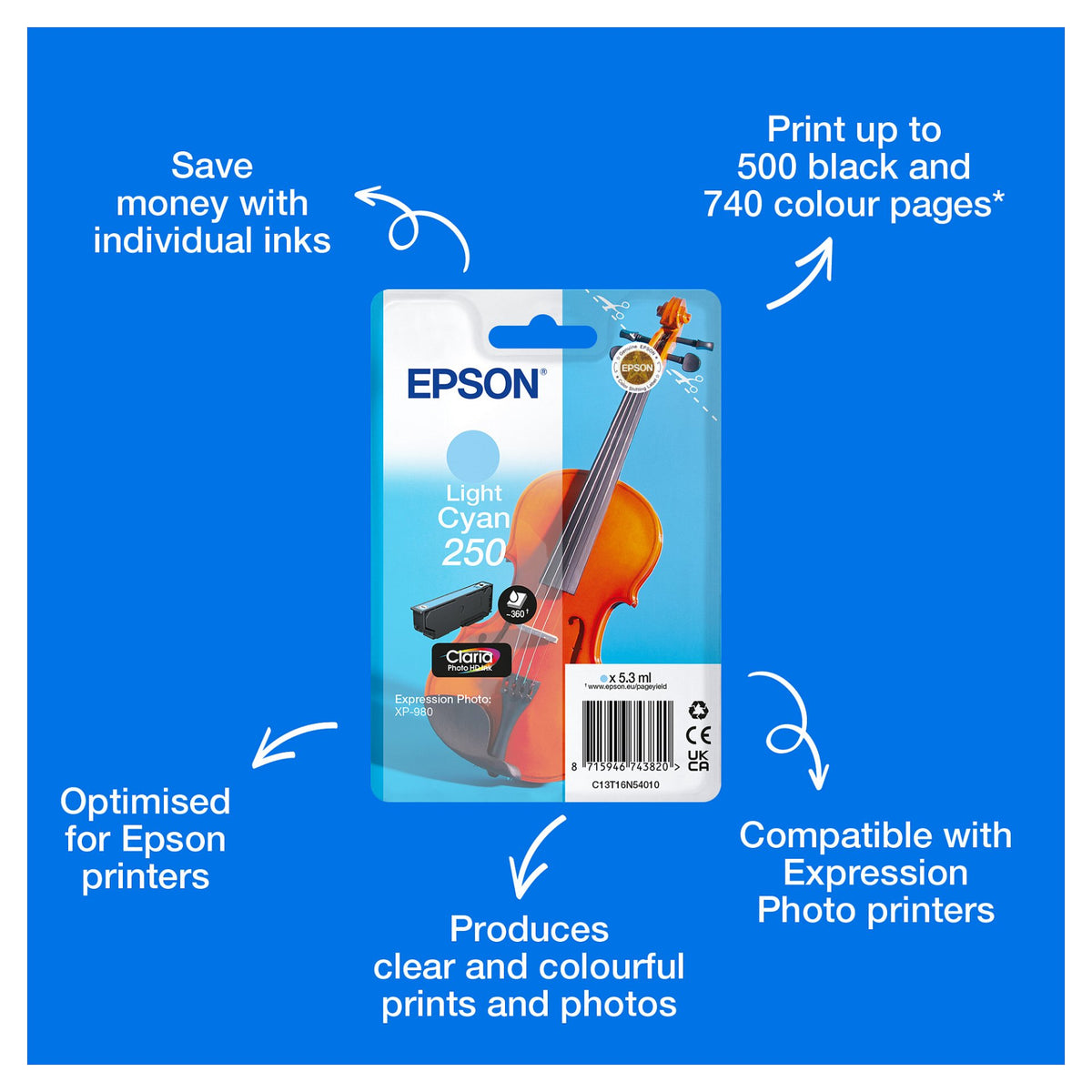 EPSON Tinte light cyan 5.3ml XP 980, ''250''