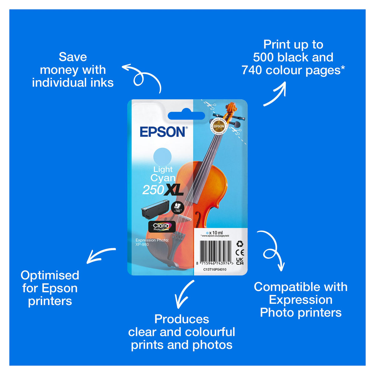 EPSON Tinte light cyan 10.0ml XP 980, ''250XL''