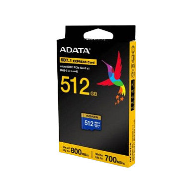CARD ADATA Premier Extreme microSDXC SD7.1 512 GB (blau/gelb, SD7.1 Express, UHS-I U3, Class 10, V30, Nintendo Switch 2 Ready)