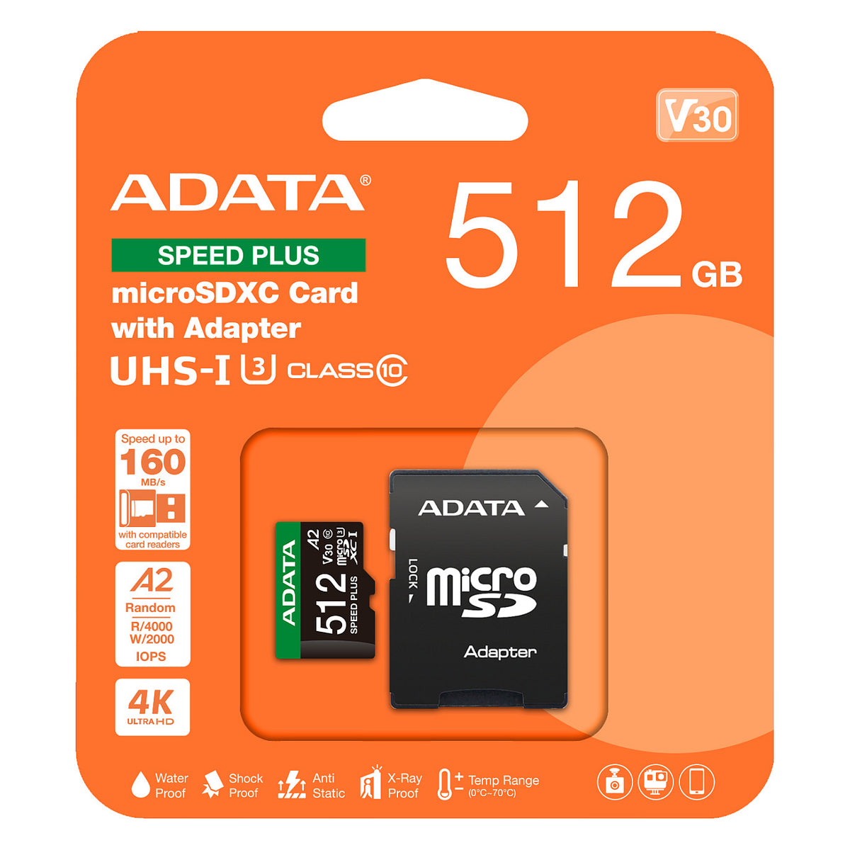 CARD ADATA SPEED PLUS microSDXC 512 GB (UHS-I U3, Class 10, V30, A2)