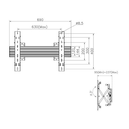 Equip Wandhalterung 37"-65"/1TFT Popout 1Gelenk 30Kg sw lite Retail
