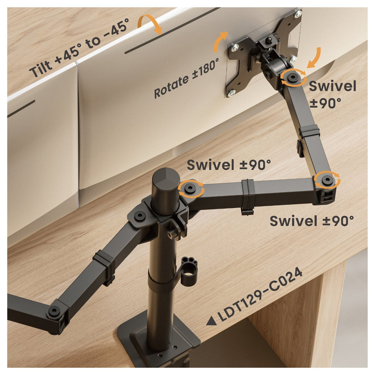 Equip Tischhalterung 17"-32"/2TFT 360° Gelenkig 10Kg schwarz
