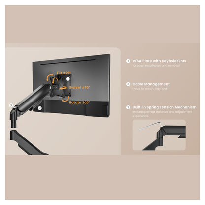 Equip Tischhalterung 17"-32"/2TFT 360° Gasfeder 9Kg schwarz