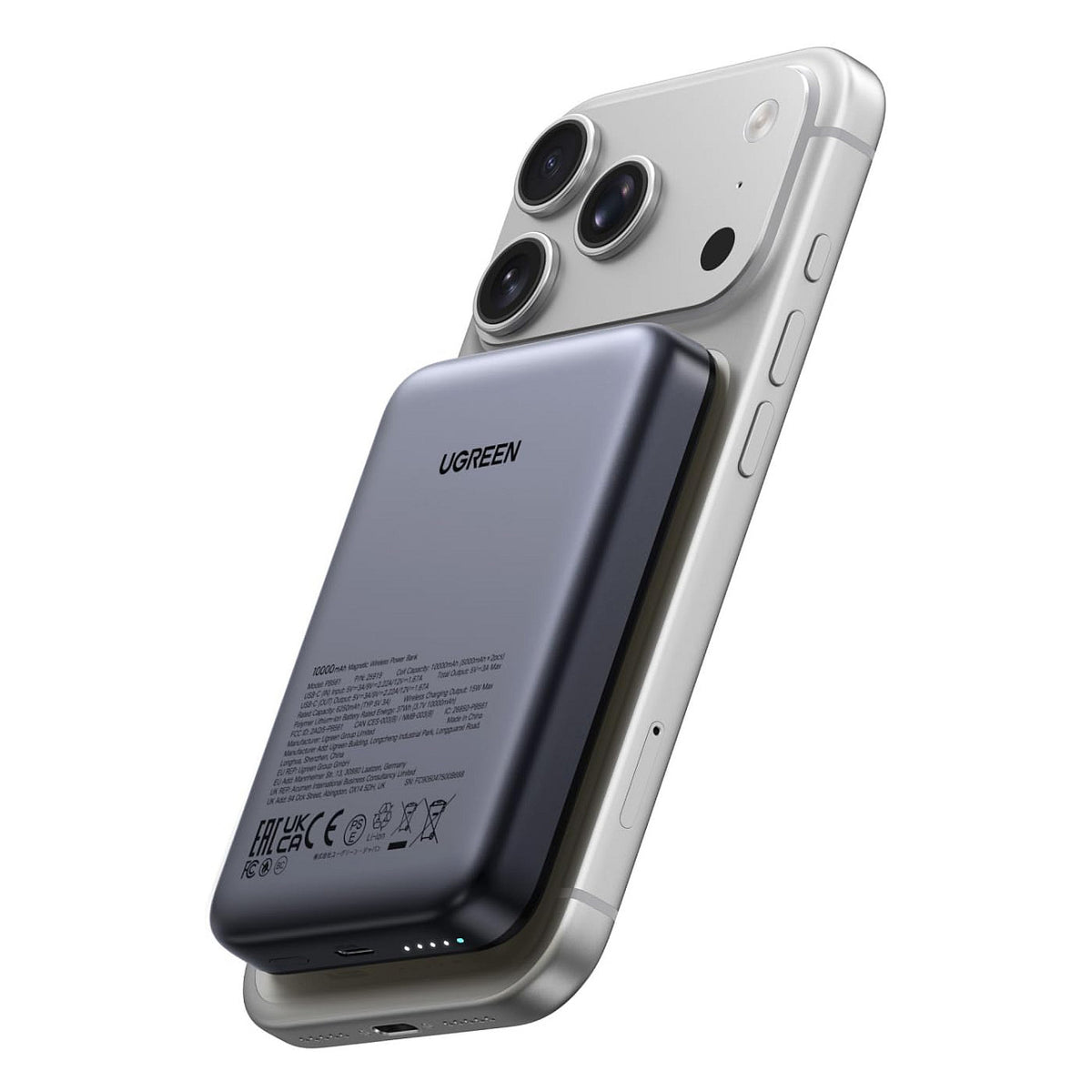 UGREEN PB561 magnetische kabellose Powerbank 10.000mAh inkl. USB-C Kabel grau
