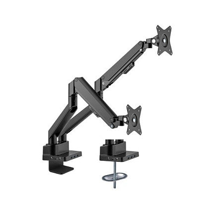 MANHATTAN Aluminium-Tischhalterung mit Gasdruckfeder fr zwei Monitore 43,2-81,3cm 17-32Zoll und 8-in-1-Dockingstation PD mit 100W
