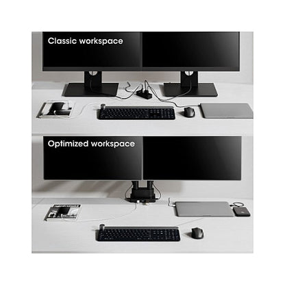 MANHATTAN Aluminium-Tischhalterung mit Gasdruckfeder fr zwei Monitore 43,2-81,3cm 17-32Zoll und 8-in-1-Dockingstation PD mit 100W