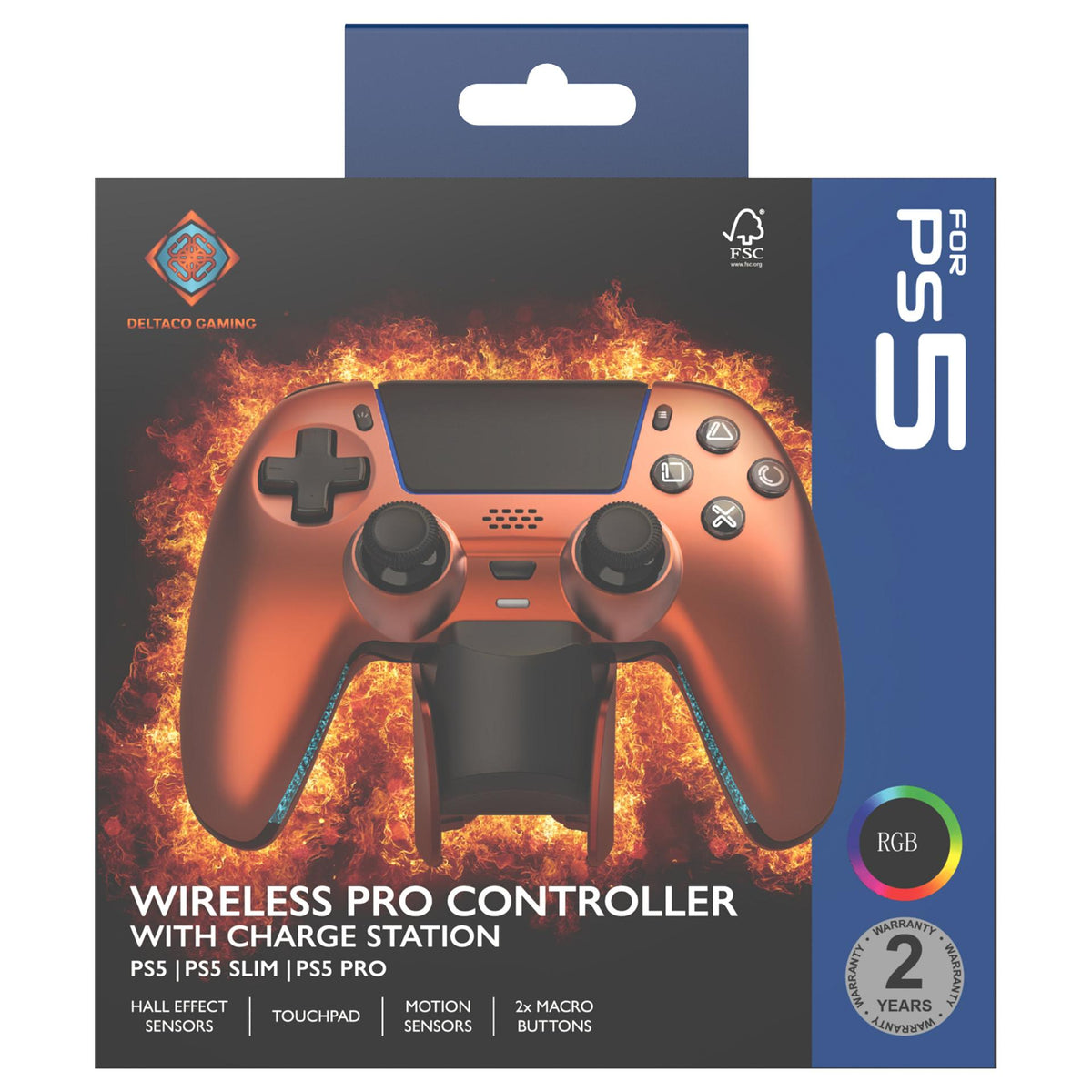 Deltaco Controller inkl. Ladestation Wireless orange PS5