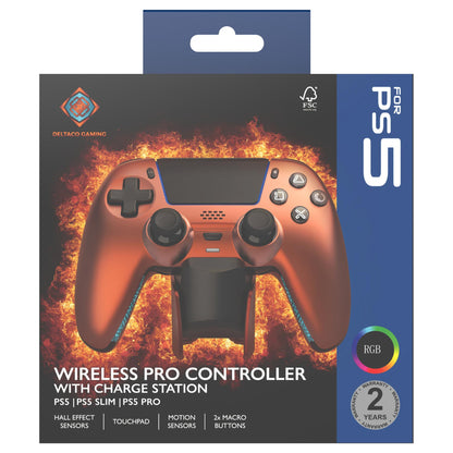 Deltaco Controller inkl. Ladestation Wireless orange PS5