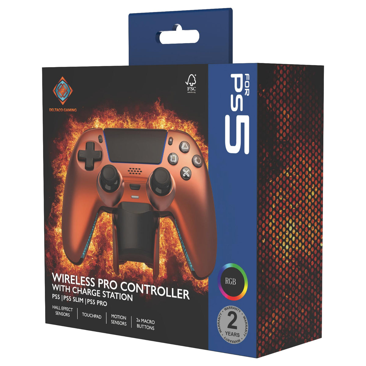 Deltaco Controller inkl. Ladestation Wireless orange PS5