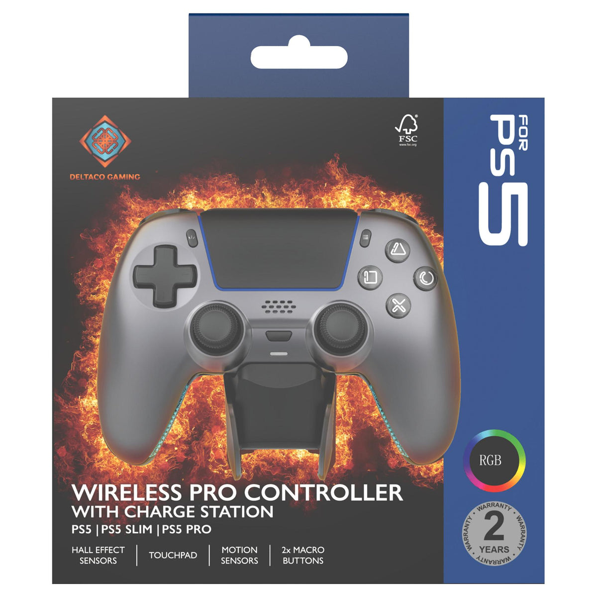 Deltaco Controller inkl. Ladestation Wireless steelgray PS5