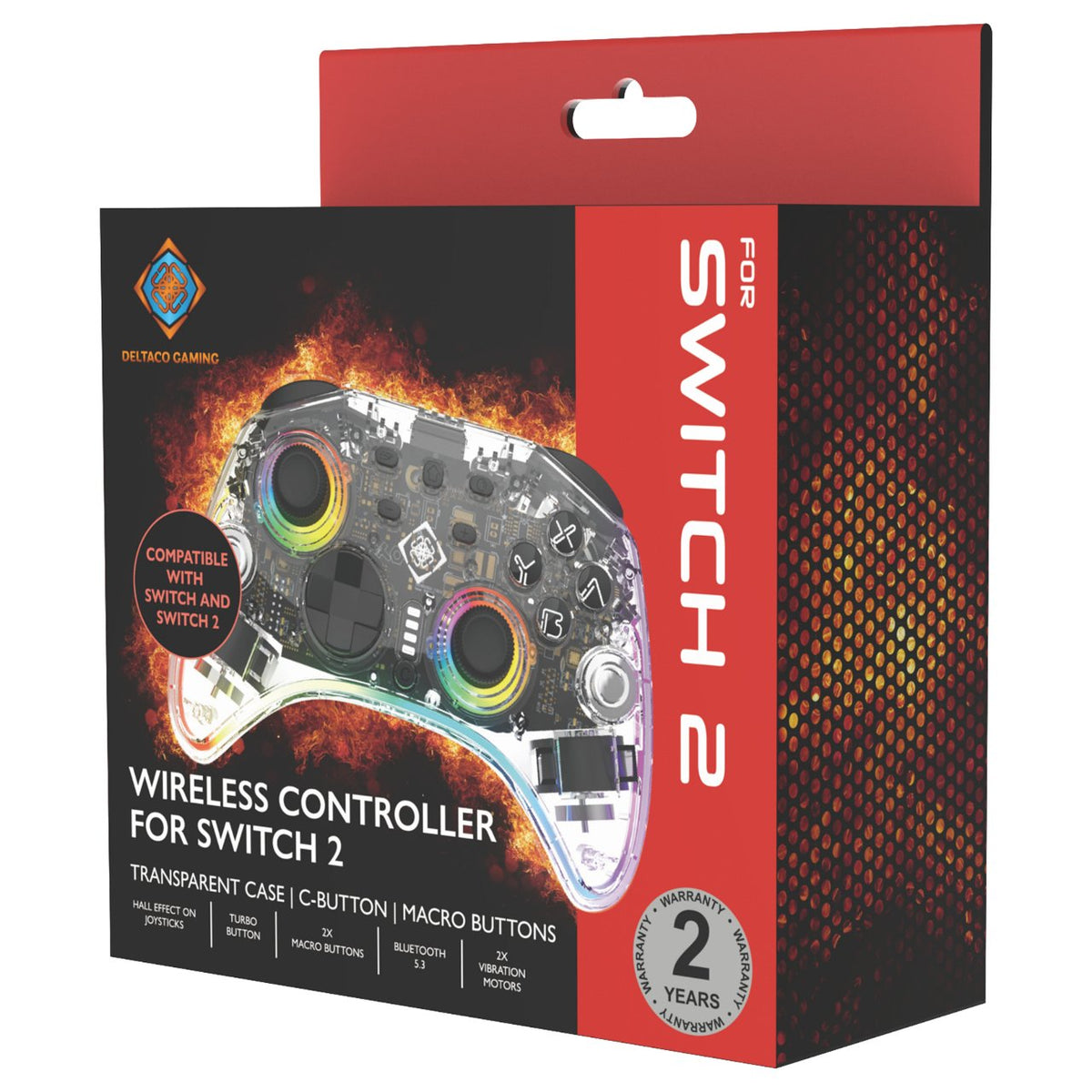 Deltaco Controller 2 C Taste RGB Wireless transparent Switch