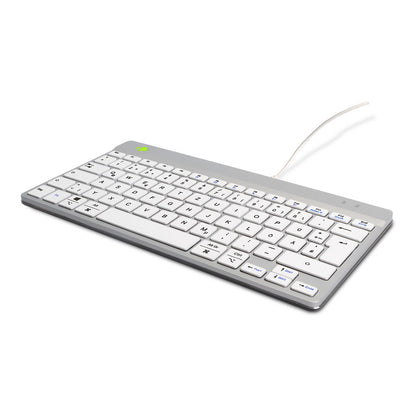R-Go Compact Break ergonomische Tastatur QWERTZ (DE), verkabelt, weiß