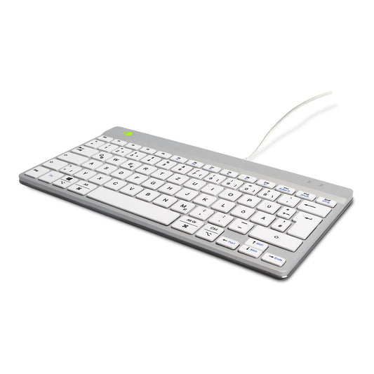R-Go Compact Break ergonomische Tastatur QWERTZ (DE), verkabelt, weiß