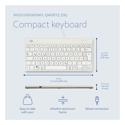 R-Go Compact Break ergonomische Tastatur QWERTZ (DE), verkabelt, weiß