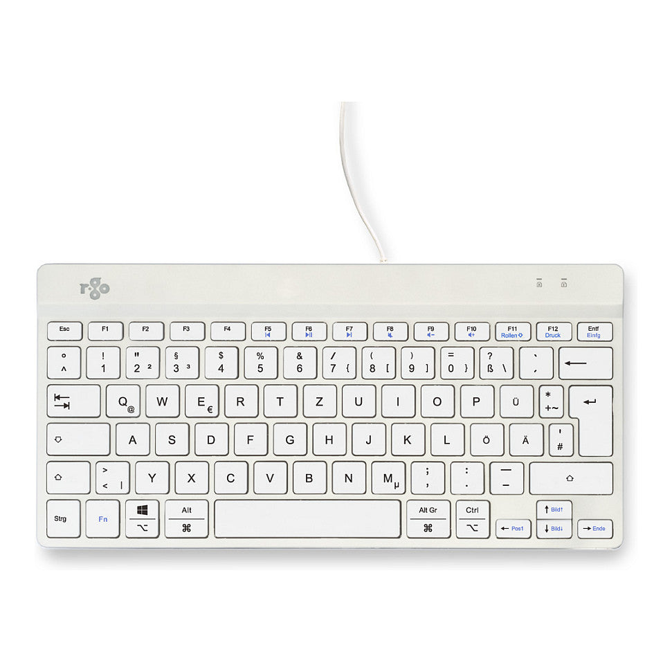 R-Go Compact Break ergonomische Tastatur QWERTZ (DE), verkabelt, weiß