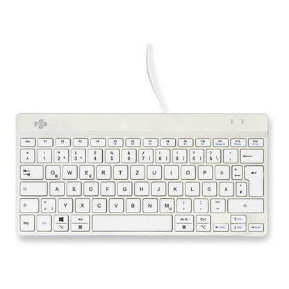 R-Go Compact Break ergonomische Tastatur QWERTZ (DE), verkabelt, weiß