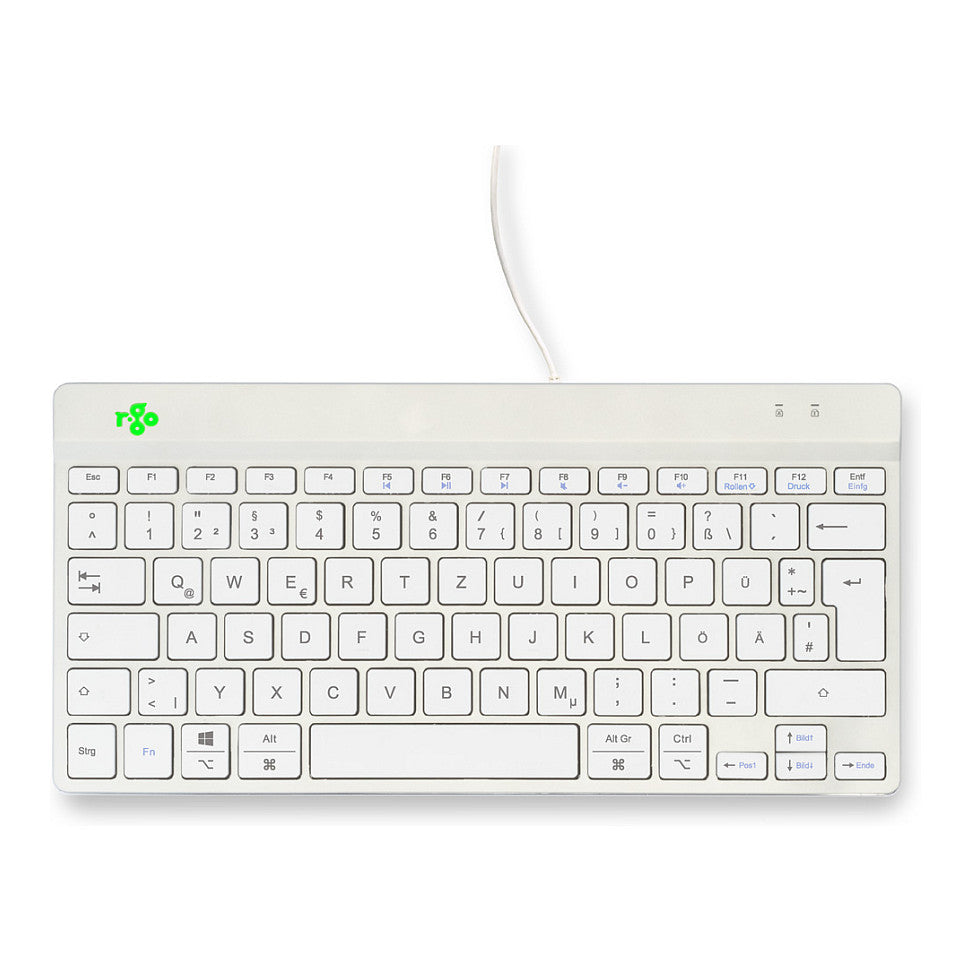 R-Go Compact Break ergonomische Tastatur QWERTZ (DE), verkabelt, weiß