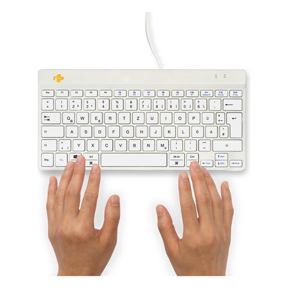 R-Go Compact Break ergonomische Tastatur QWERTZ (DE), verkabelt, weiß
