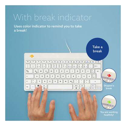 R-Go Compact Break ergonomische Tastatur QWERTZ (DE), verkabelt, weiß