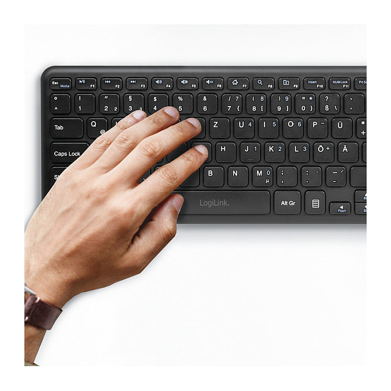 Logilink Tastatur Wireless mit Touchpad, 2,4 GHz, schwarz