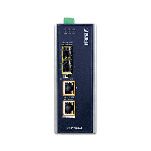 Planet IGUP-2205AT Industrial 2-Port 100/1000X SFP to 2-Port