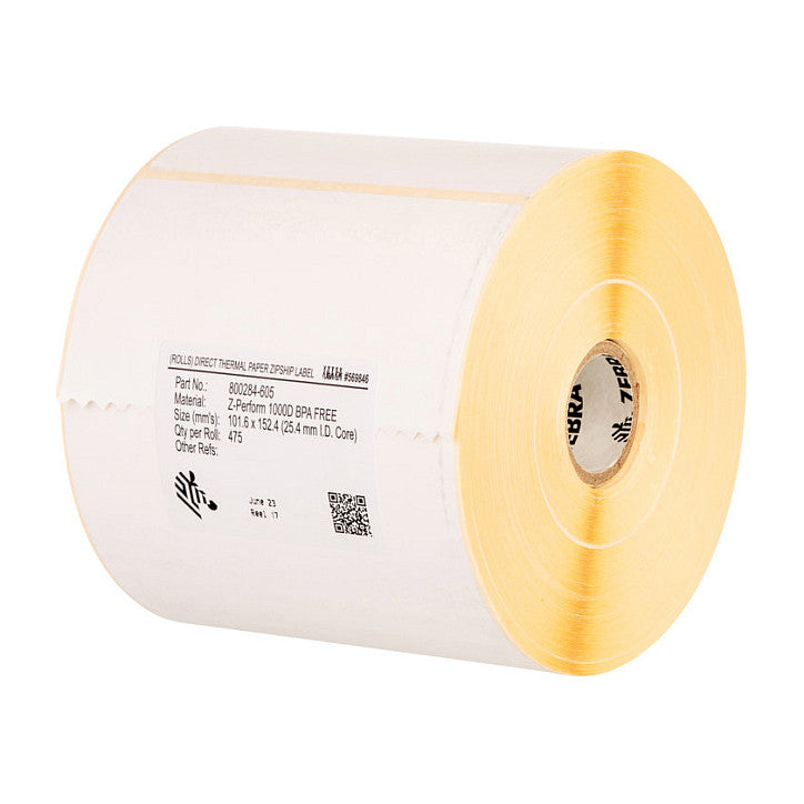 Zebra Z-Perform 1000T - Matt - permanenter Acrylklebstoff - weiß - 101.6 x 165.1 mm 3520 Etikett(en) (4 Rolle(n)