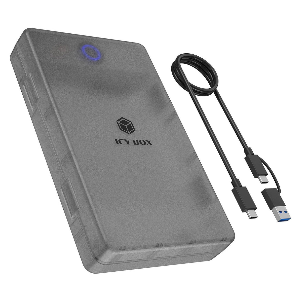 ICY BOX Externes Gehäuse für 2,5"/3,5" SATA HDD /SSD, Host USB 3.2 Gen 1 bis 5 Gbps Type-C/-A