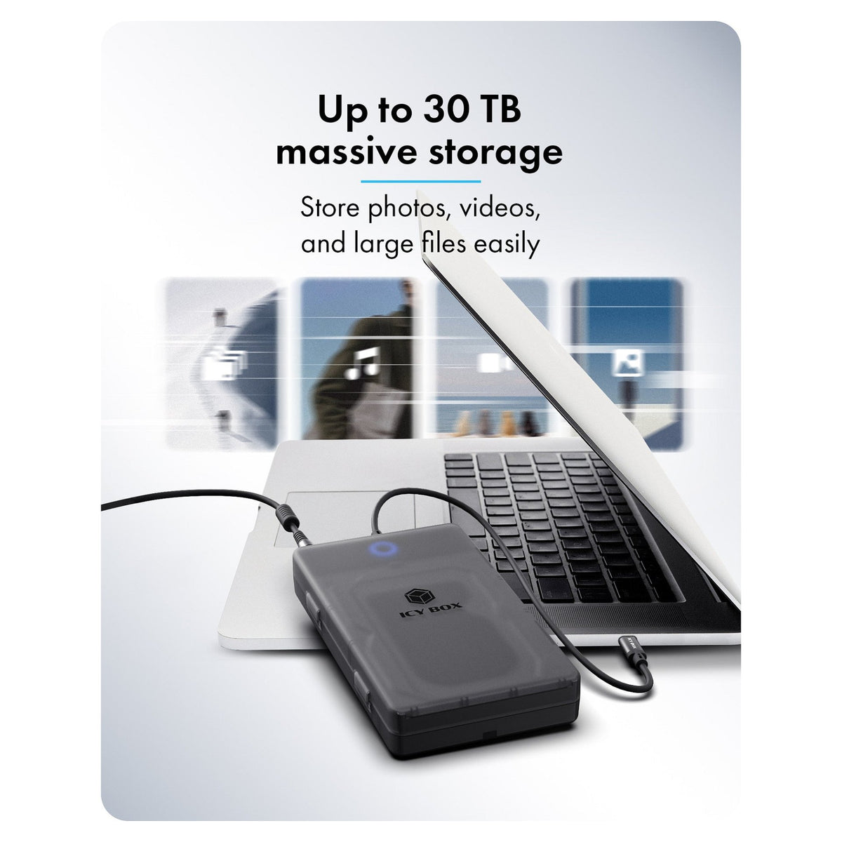 ICY BOX Externes Gehäuse für 2,5"/3,5" SATA HDD /SSD, Host USB 3.2 Gen 1 bis 5 Gbps Type-C/-A