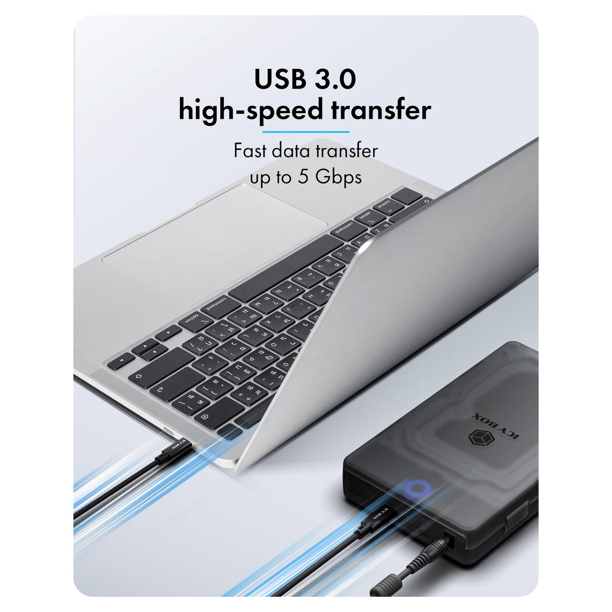ICY BOX Externes Gehäuse für 2,5"/3,5" SATA HDD /SSD, Host USB 3.2 Gen 1 bis 5 Gbps Type-C/-A