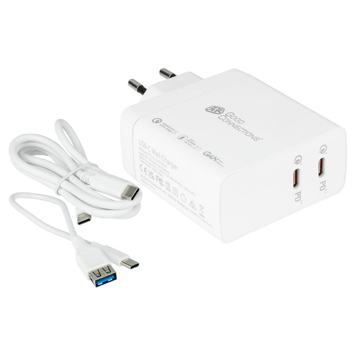 Good Connections USB-Schnellladegerät 140W mit GaN, 2-Port