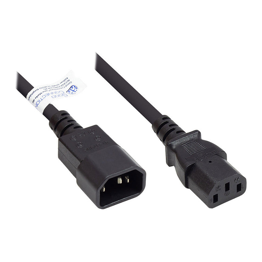 Good Connections Kaltgeräteverlängerung an C13 schwarz 5m