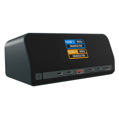 11-in-1 DockingStation mit Power Delivery Lade-Ports und großem LCD-Display, mit 160 W GaN Lade-Adapter
