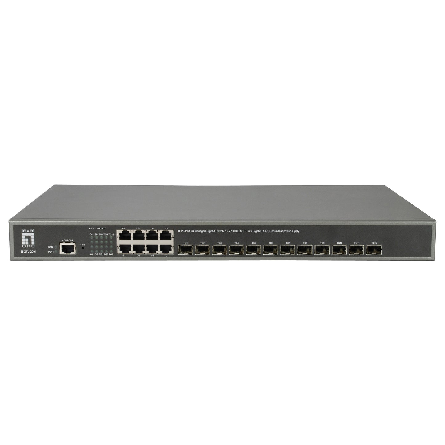 Switch 8x GE GTL-2091 12x10GSFP+19"
