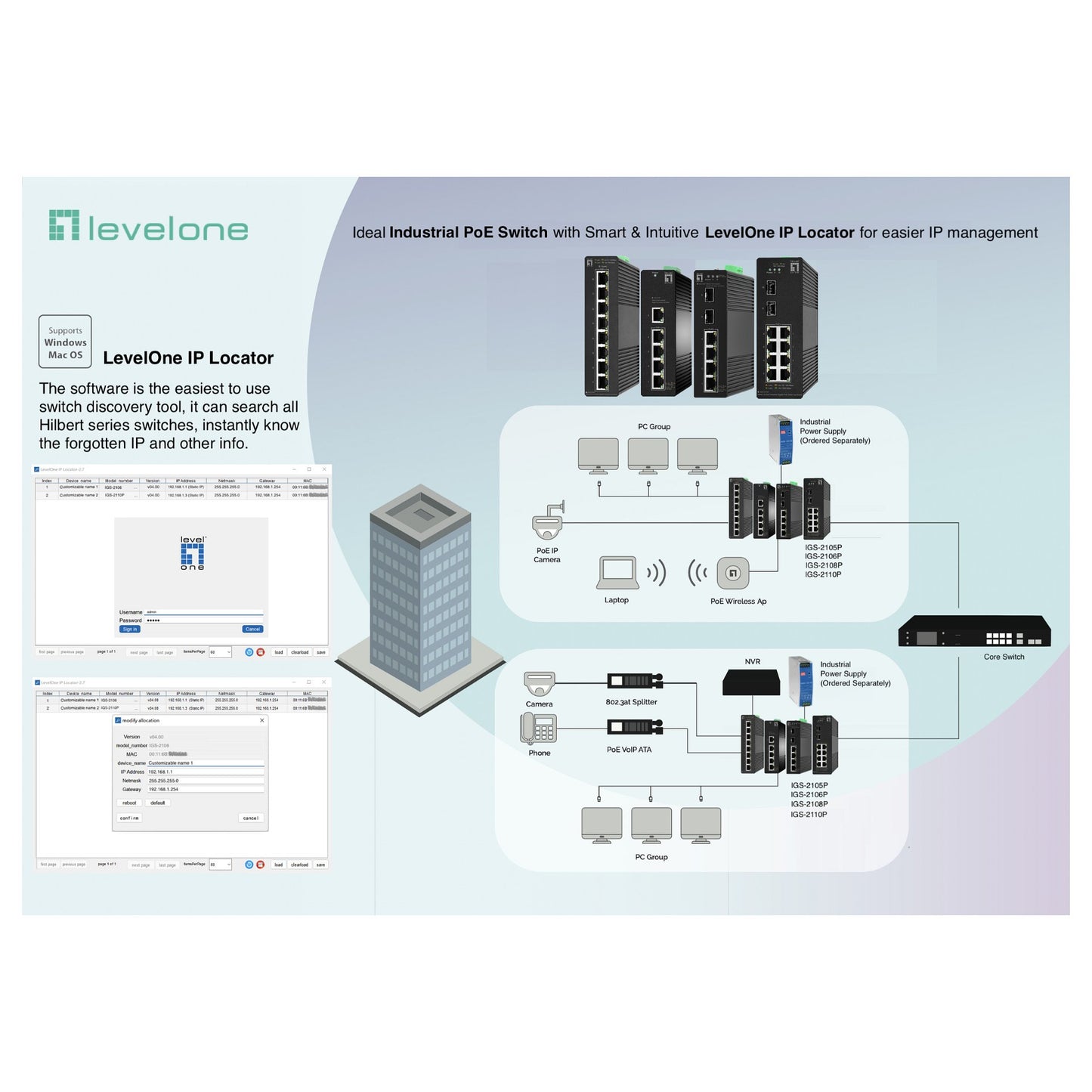 Switch 5x GE IGS-2105P 4xPoE Outputs schwarz