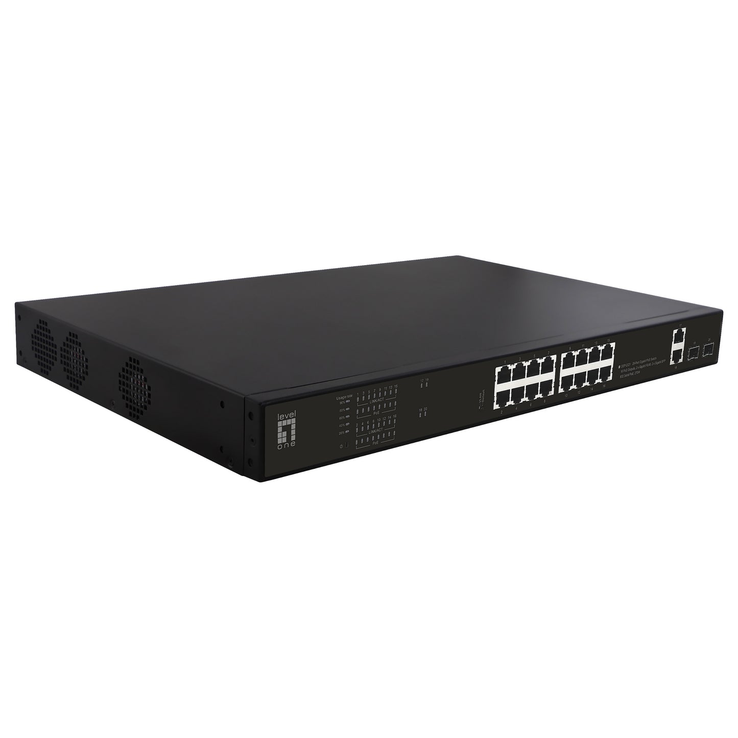 Switch 16x GE GEP-2021 2xGE 2xGSFP 19" 270W 16xPoE+
