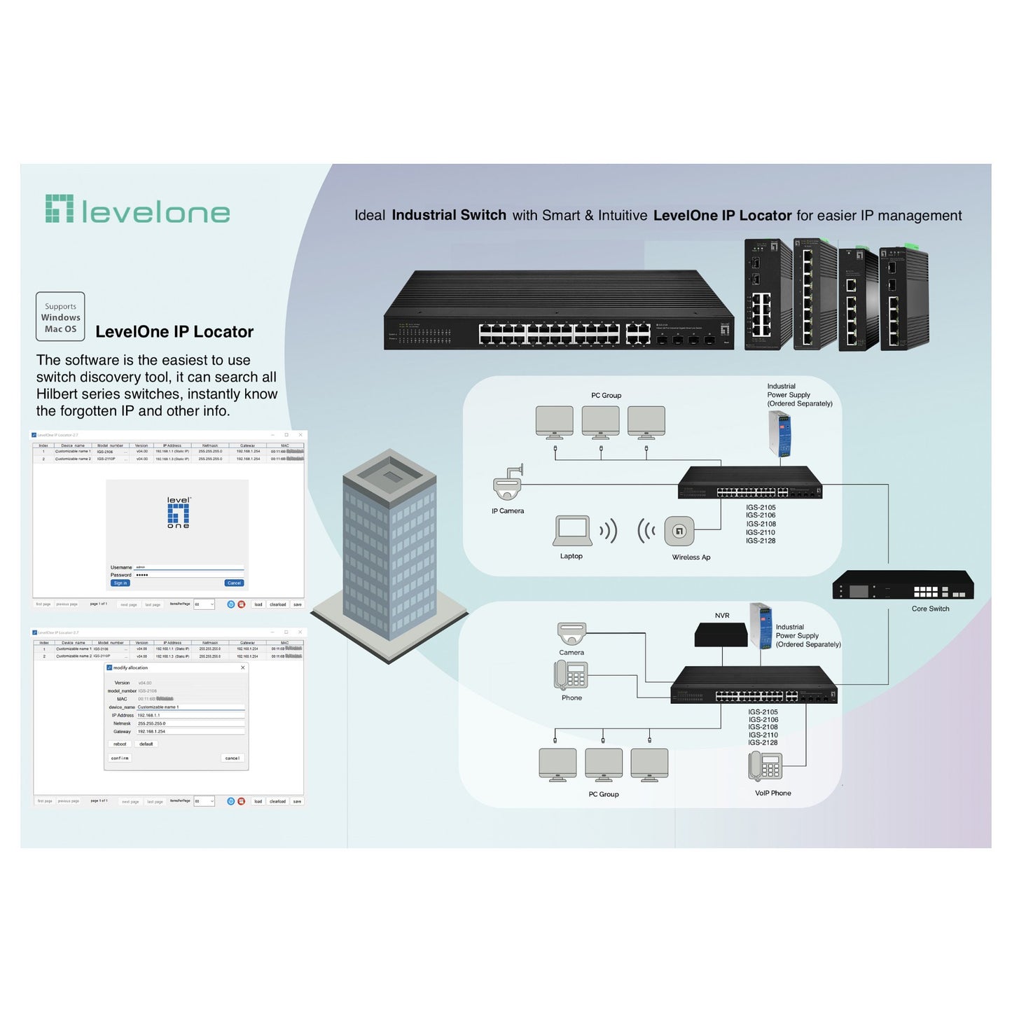 Switch 6x GE IGS-2106 2xSFP. 4xRJ45 schwarz